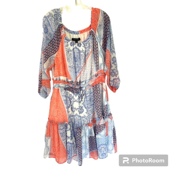 Tommy Hilfiger Patchwork Print off Shoulder Dress 16 - Picture 5 of 12